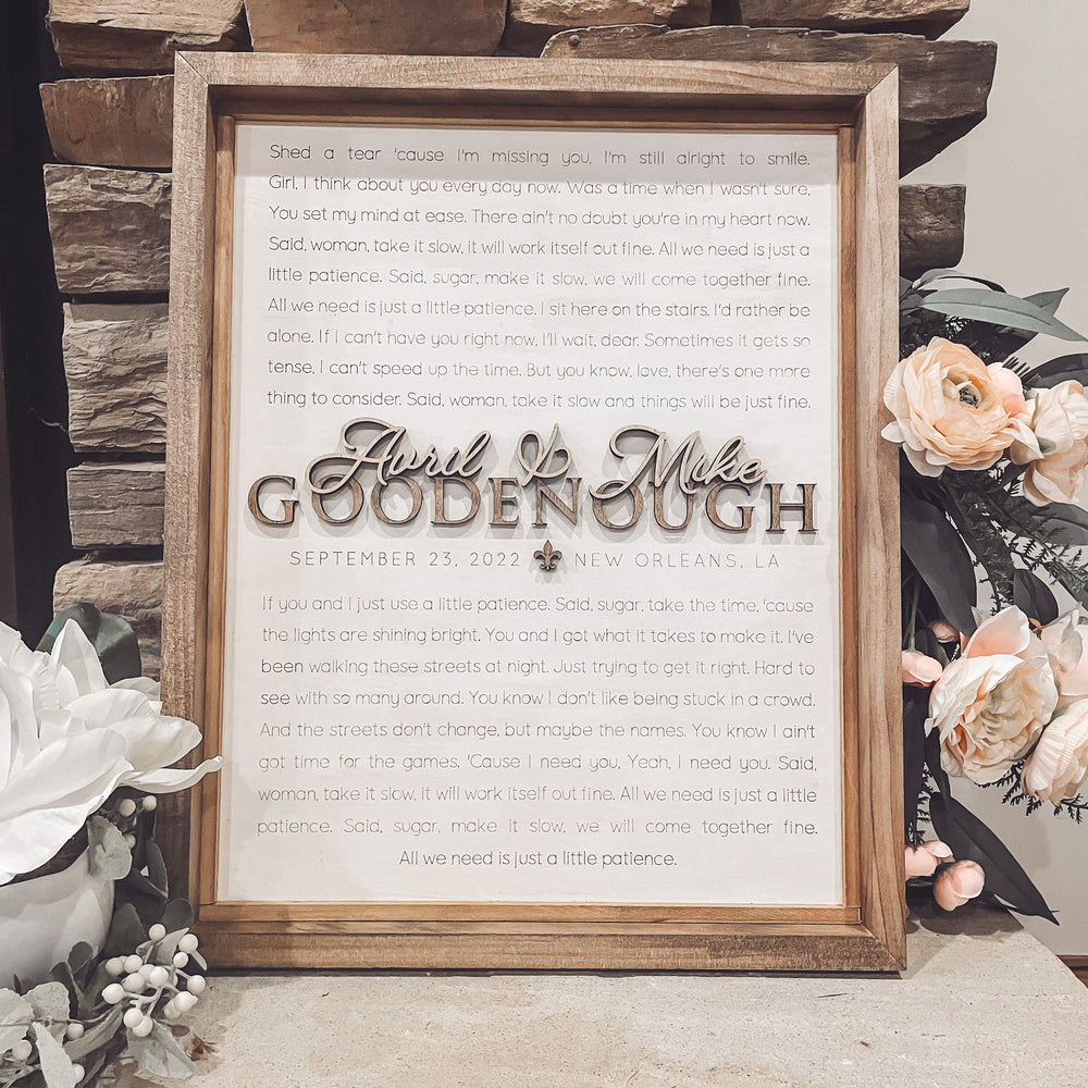 Wedding Song Lyrics | Anniversary Gift Box-Framed Sign