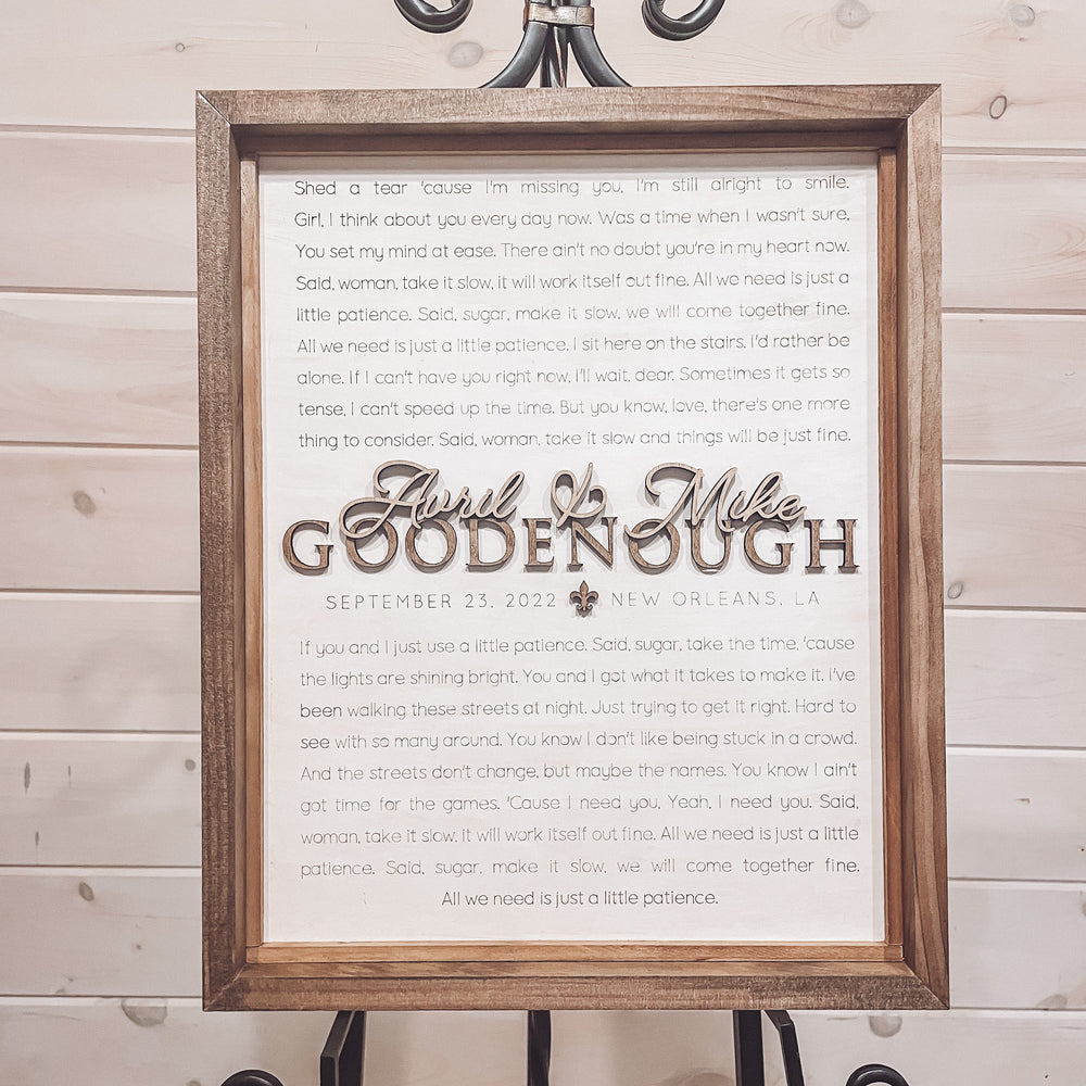 Wedding Song Lyrics | Anniversary Gift Box-Framed Sign