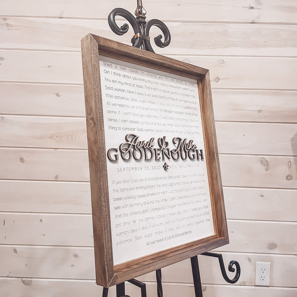Wedding Song Lyrics | Anniversary Gift Box-Framed Sign