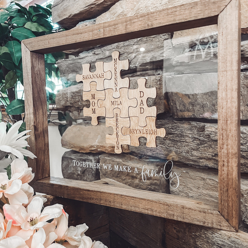 Framed Family Puzzle Decor