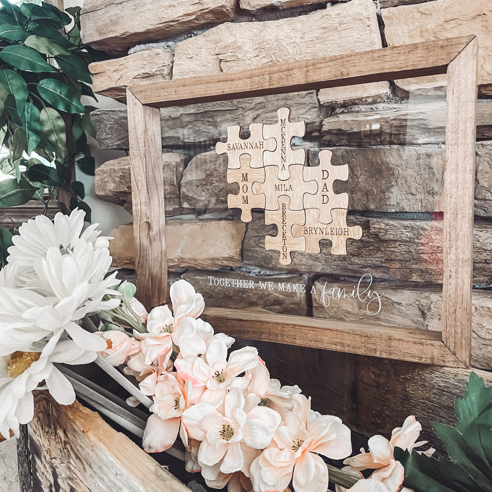 Framed Family Puzzle Decor