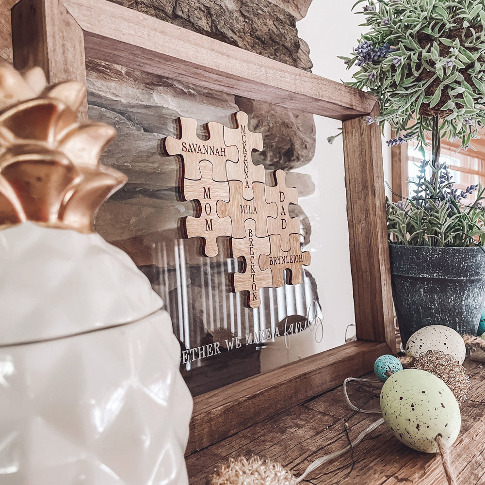 Framed Family Puzzle Decor