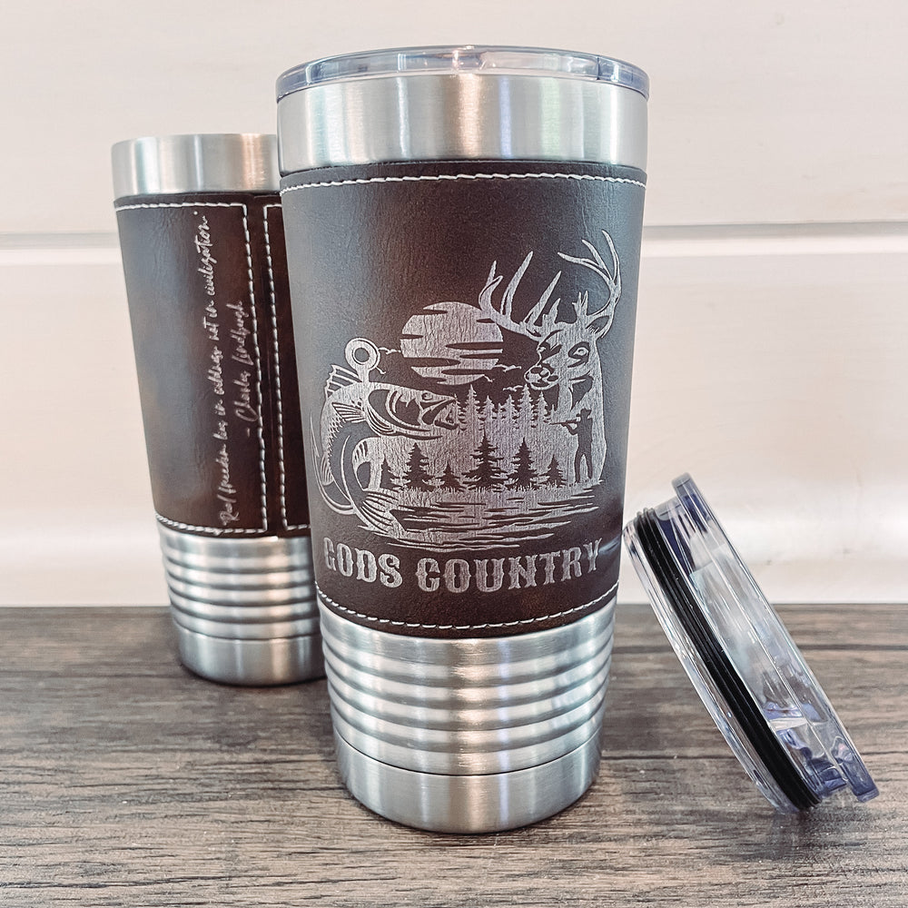 "Gods Country" Outdoors Themed Stainless Steal Coffee Tumbler