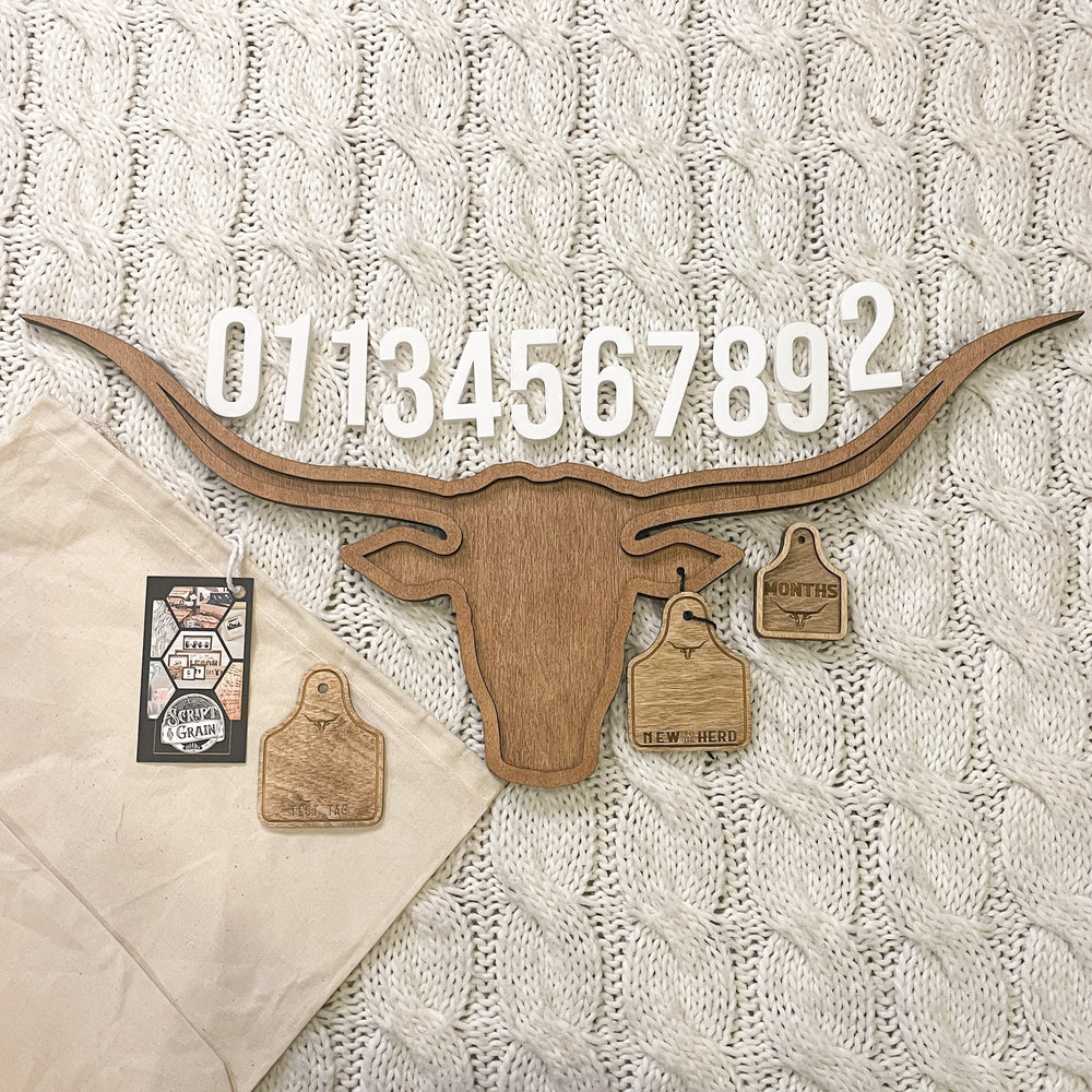 4-in-1 Baby Milestone Set - Longhorn/Cow – Script and Grain
