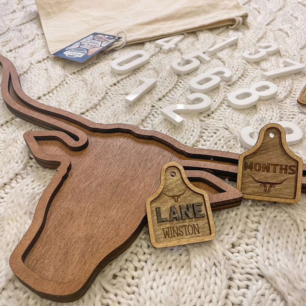 4-in-1 Baby Milestone Set - Longhorn/Cow – Script and Grain