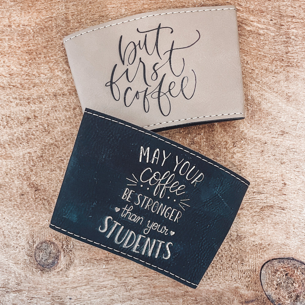 Leather Engraved Coffee Sleeve