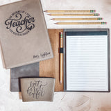 Leather Engraved Notebook with pencil holder and pocket