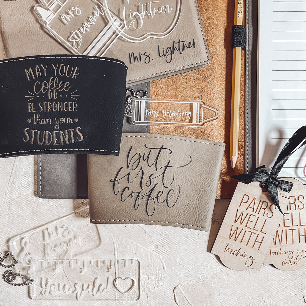 Leather Engraved Coffee Sleeve