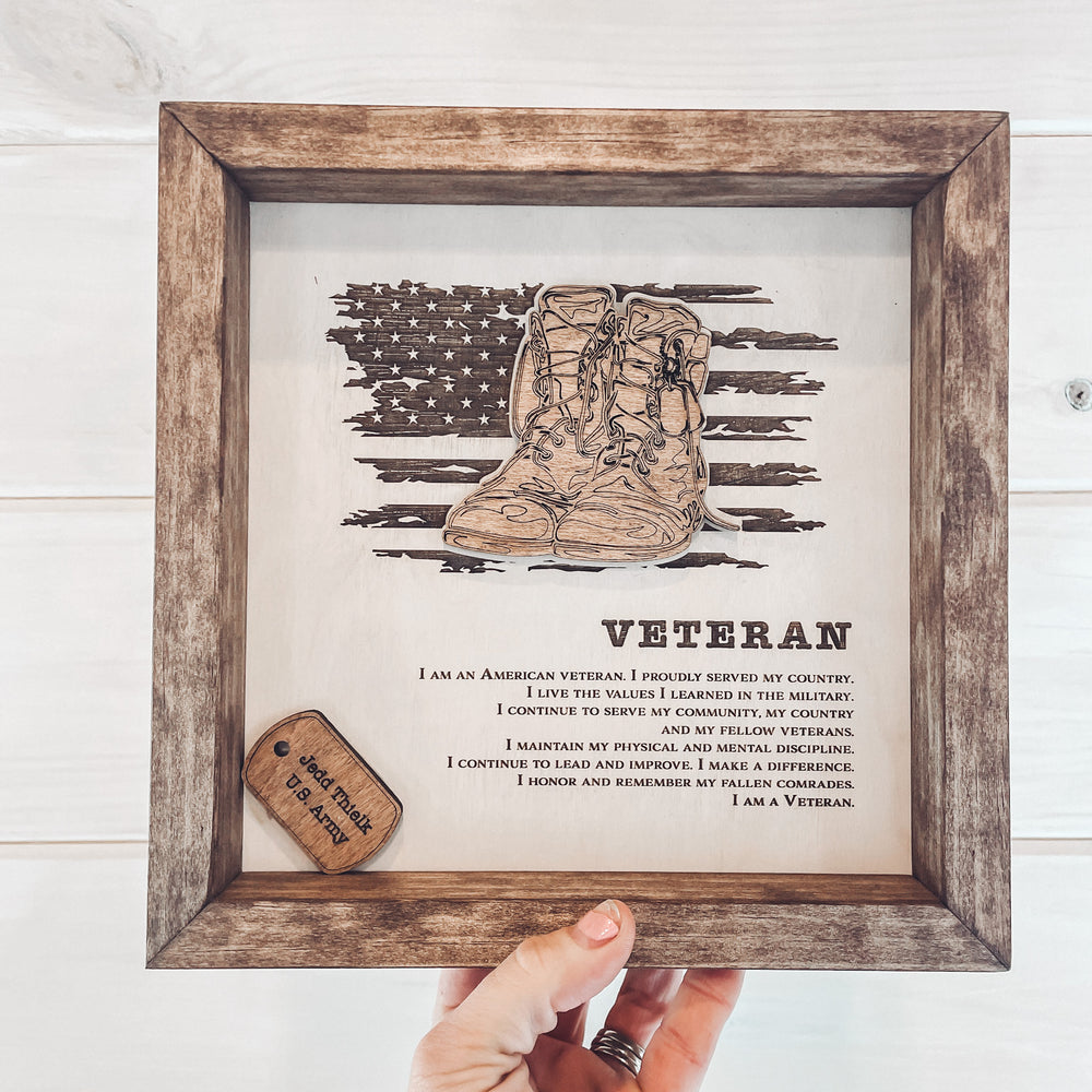 U.S. Veteran Box Framed Sign