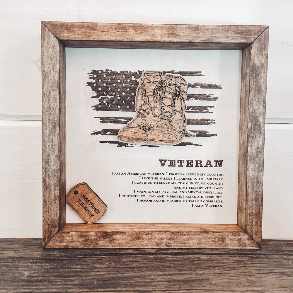 U.S. Veteran Box Framed Sign