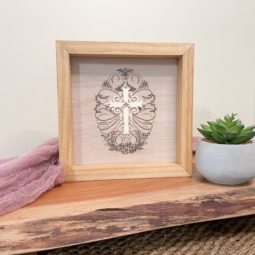 Calligraphic Easter Egg with Cross Sign