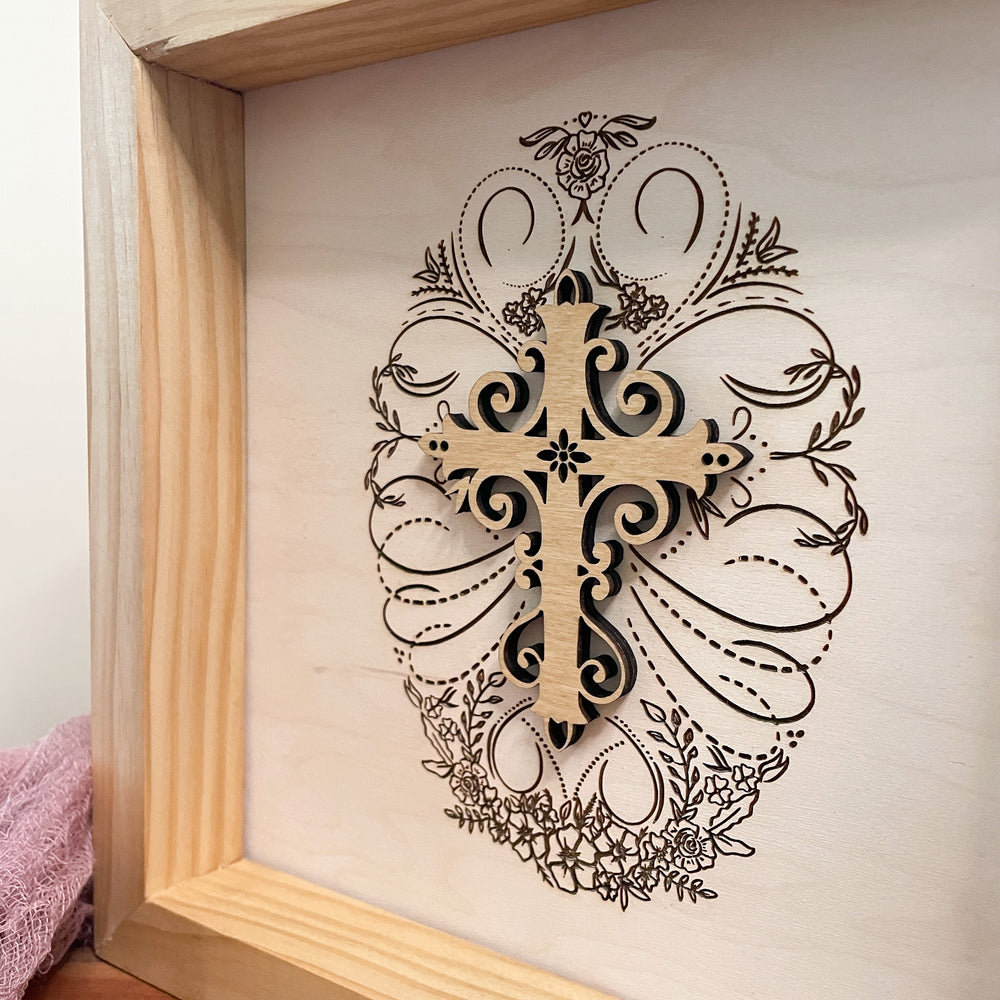 Calligraphic Easter Egg with Cross Sign