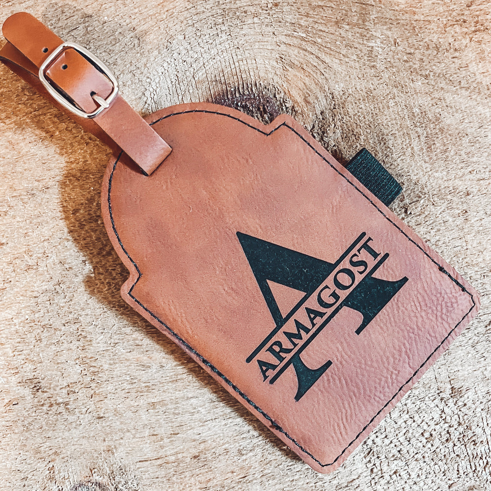 Engraved Leatherette Golf Bag Tag with 3 Wooden Tees