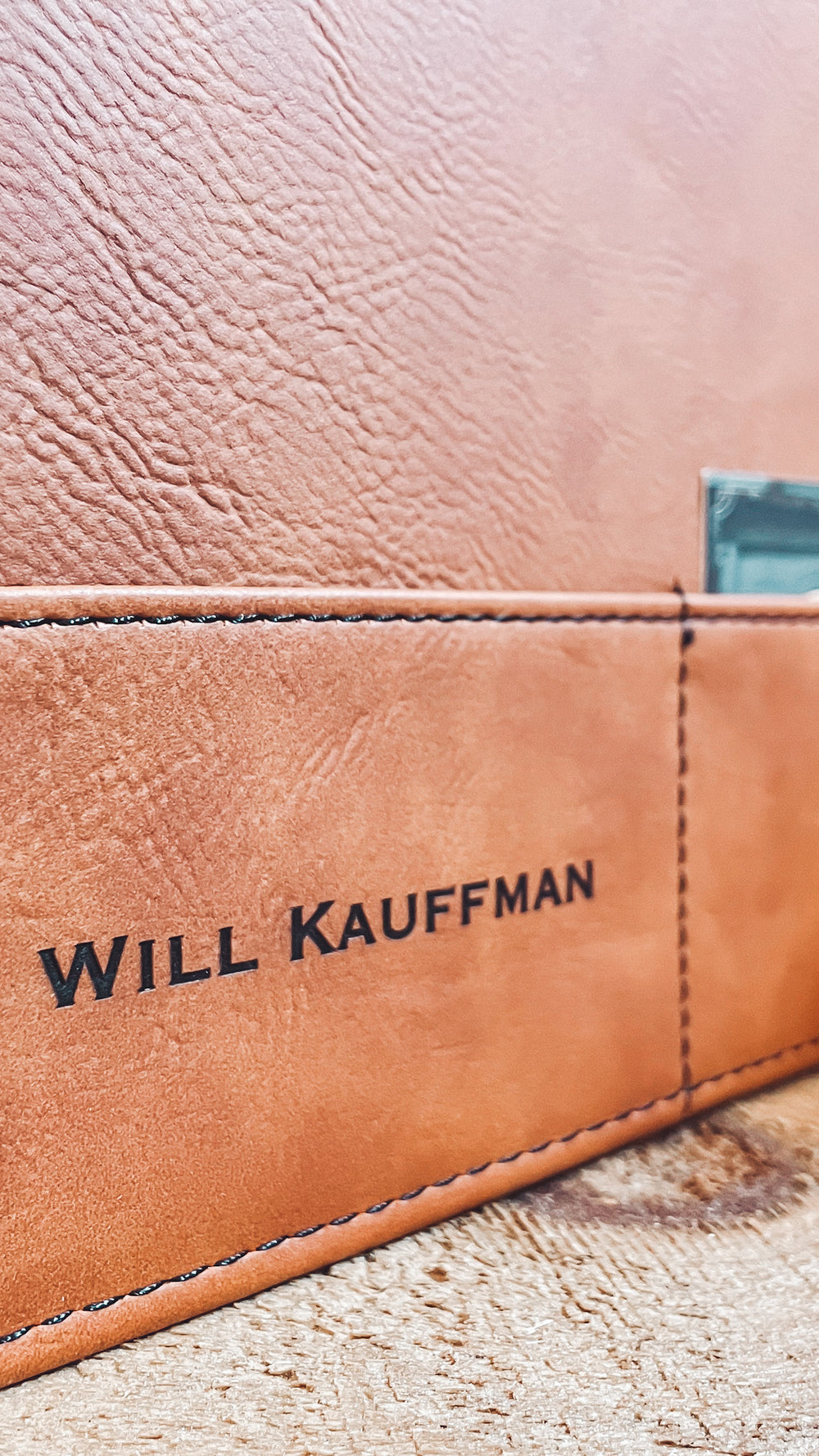 Engraved Leather & Canvas Padfolio with Notepad