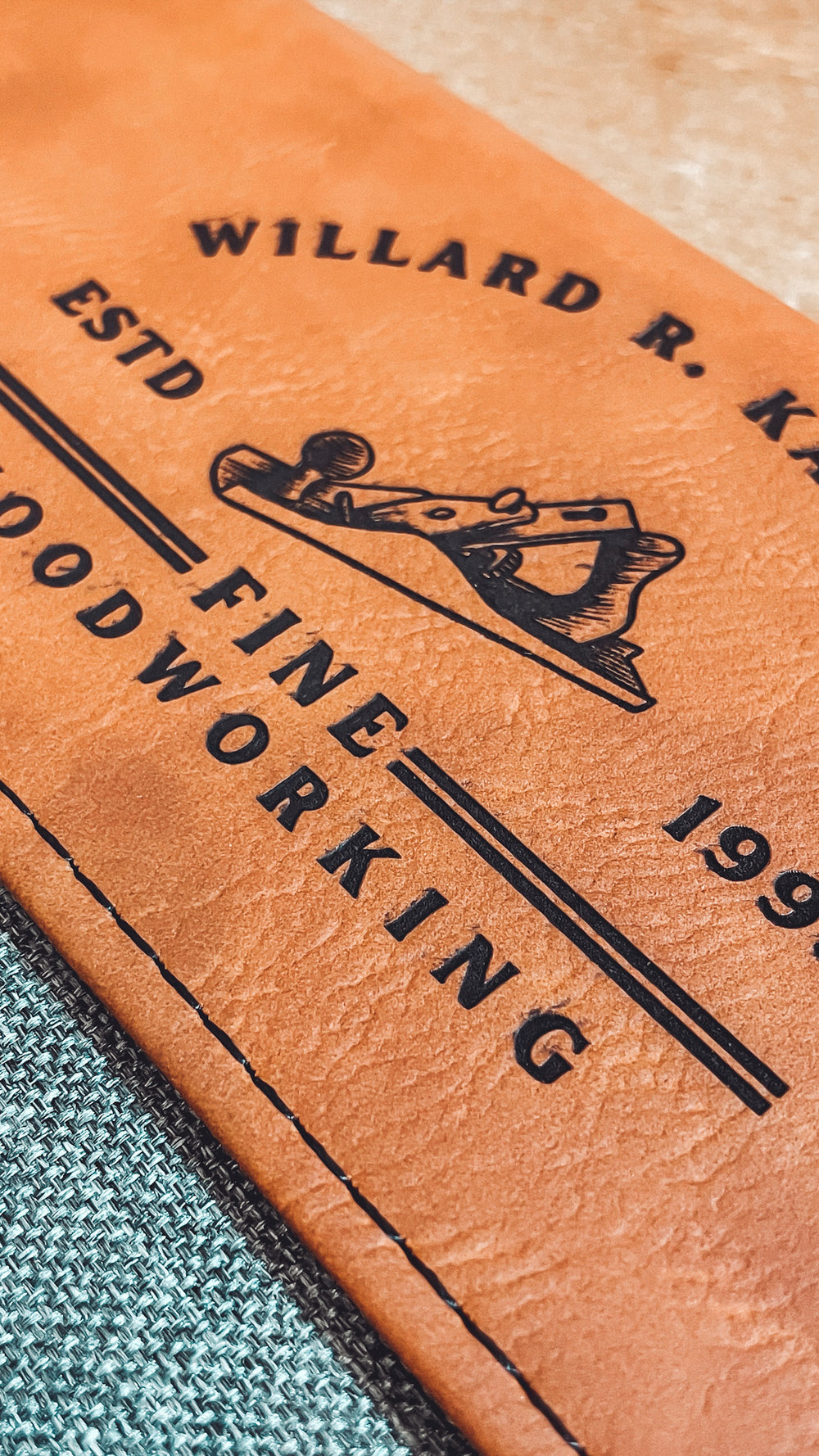 Engraved Leather & Canvas Padfolio with Notepad