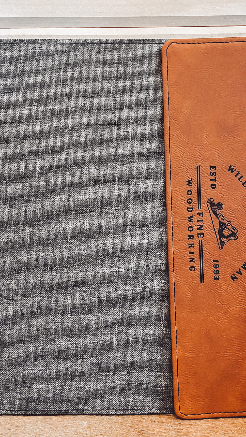 Engraved Leather & Canvas Padfolio with Notepad
