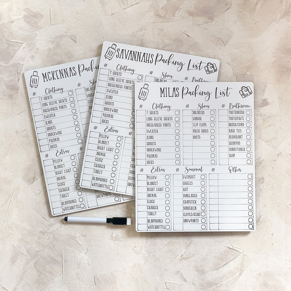 Whiteboard Packing List – Script and Grain