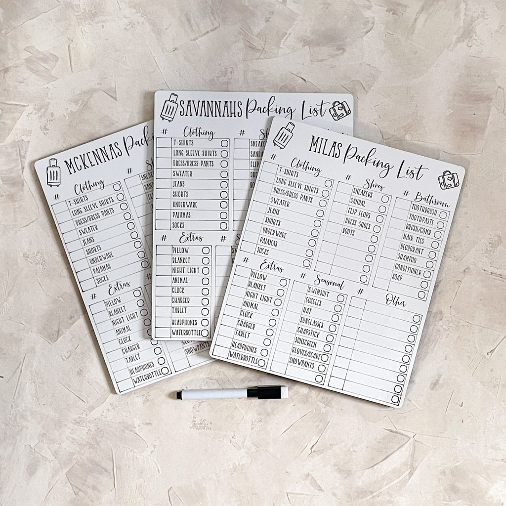 Whiteboard Packing List – Script and Grain