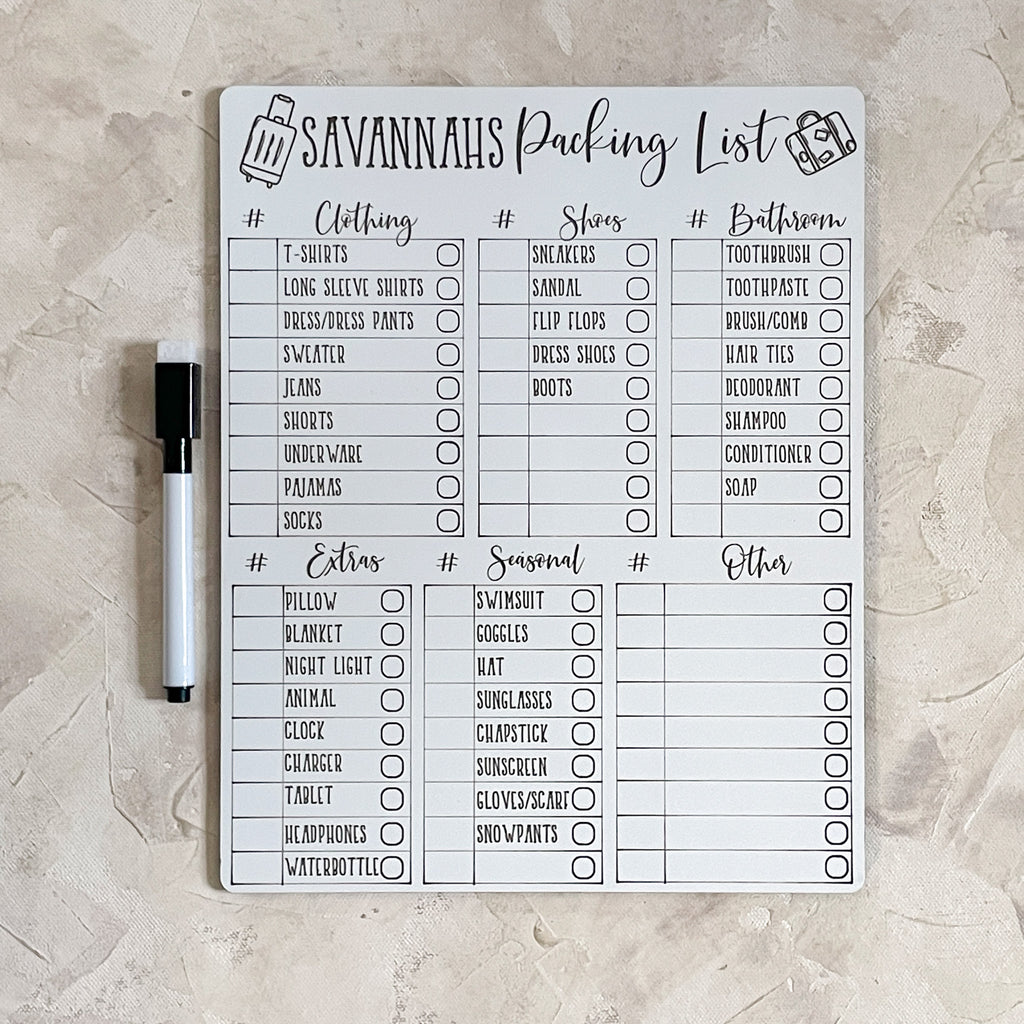 Whiteboard Packing List – Script and Grain