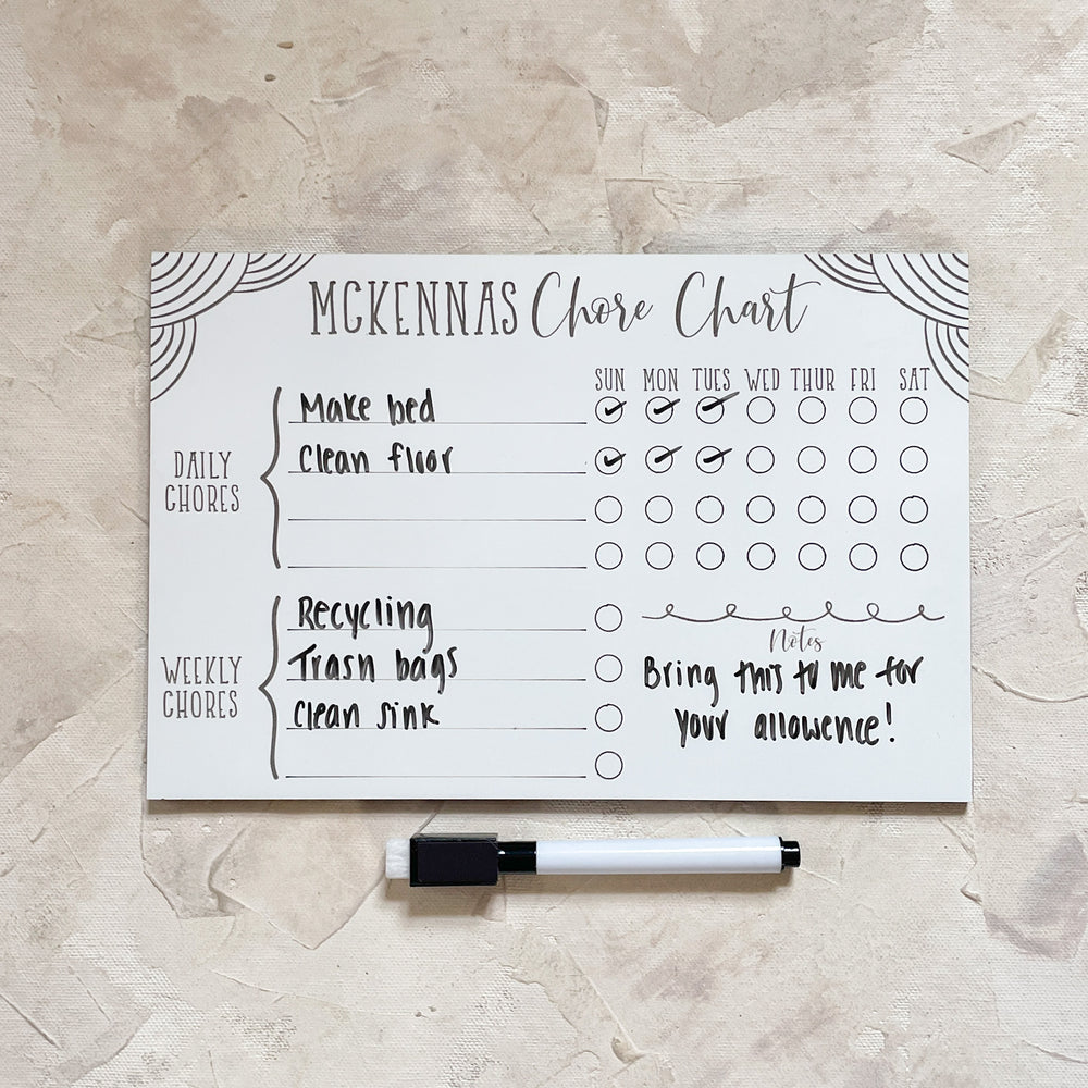 Chore Chart White Board for Kids – Script and Grain