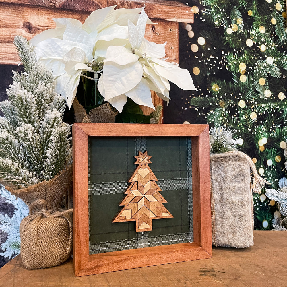 Barn Quilt Christmas Tree Box Frame Sign