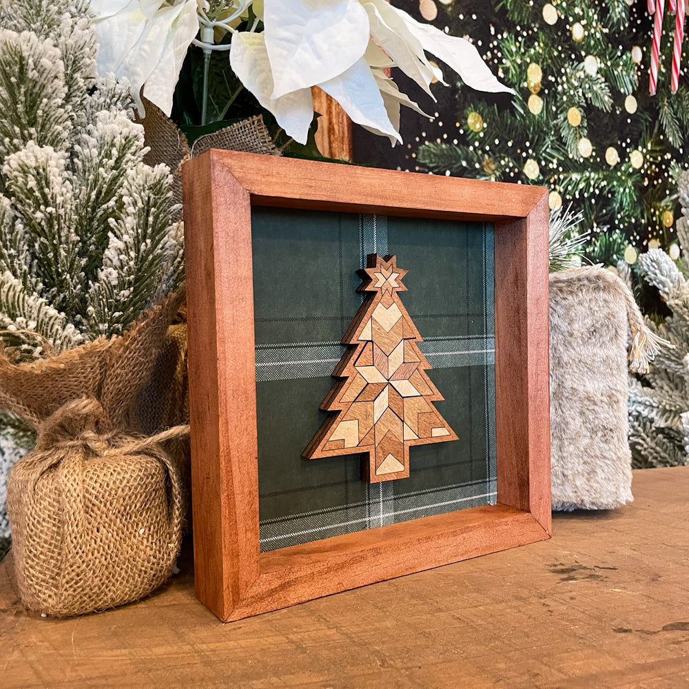 Barn Quilt Christmas Tree Box Frame Sign