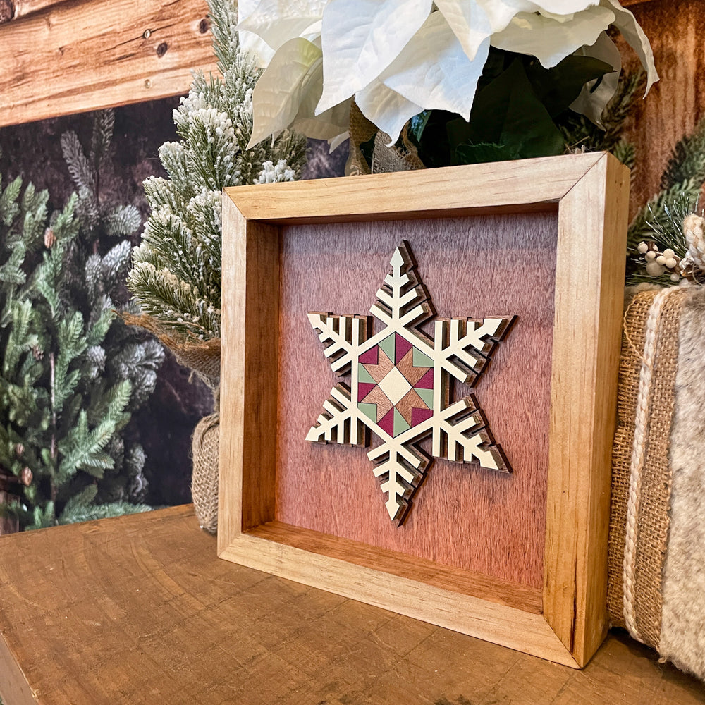 Barn Quilt Snowflake Box Frame Sign
