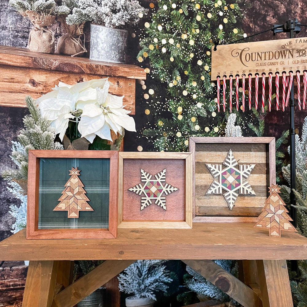 Barn Quilt Christmas Tree Box Frame Sign