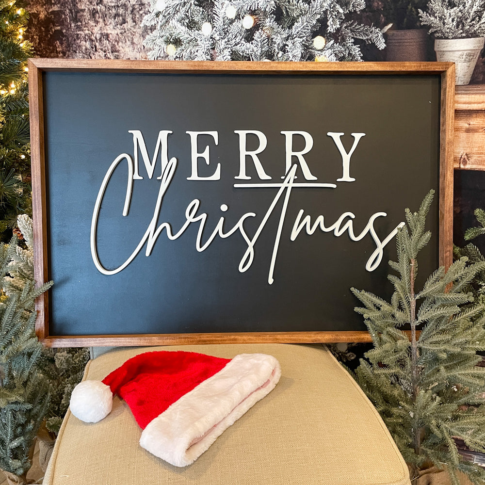 Merry Christmas Modern Farmhouse Style Sign