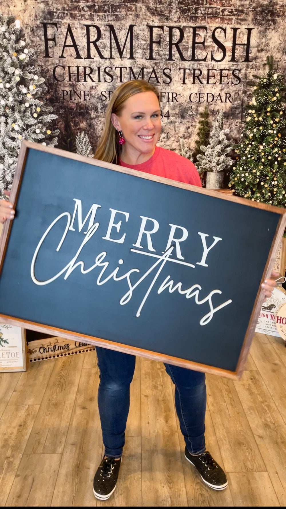 Merry Christmas Modern Farmhouse Style Sign