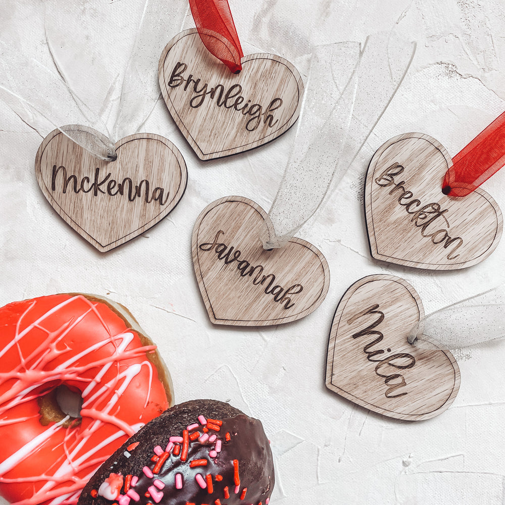 Wooden Heart Tag with Engraved Name