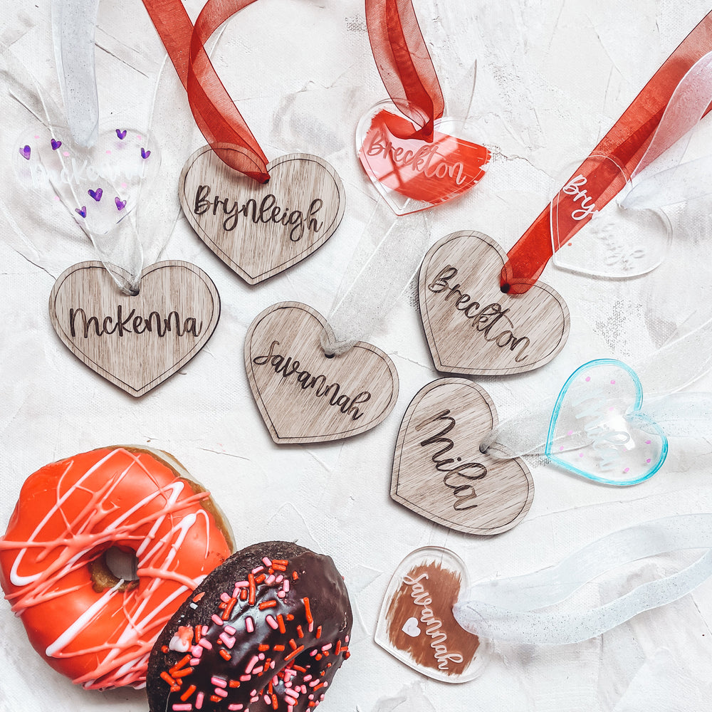Wooden Heart Tag with Engraved Name