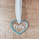 Acrylic Heart Tag with Engraved Name