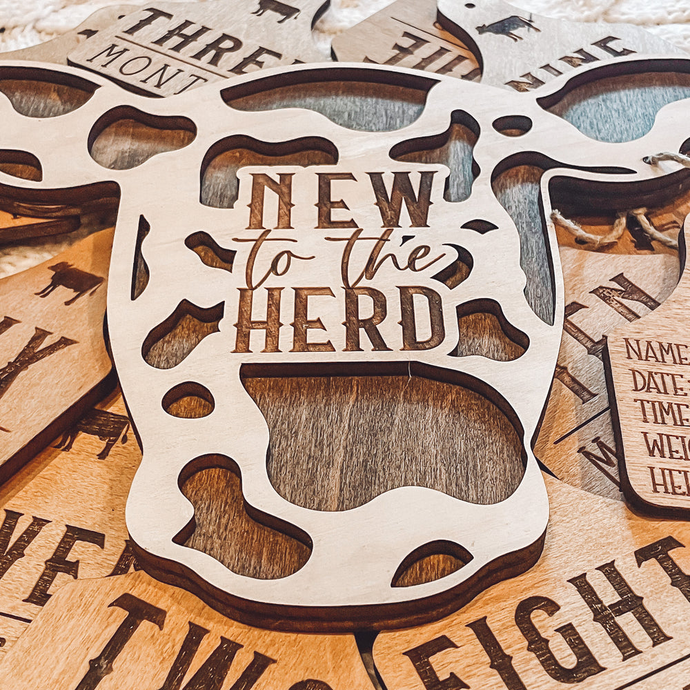Cow + Cattle Tag Theme Milestone Markers – Script and Grain