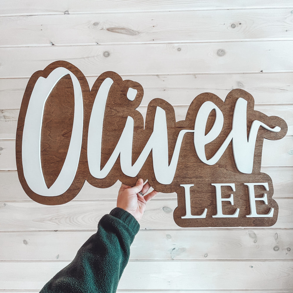 Two Layer Wooden Name Sign for Nursery