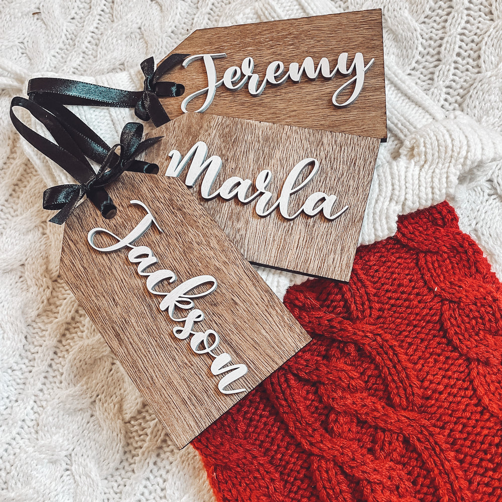 Wooden Stocking Name Tags - Double Layer