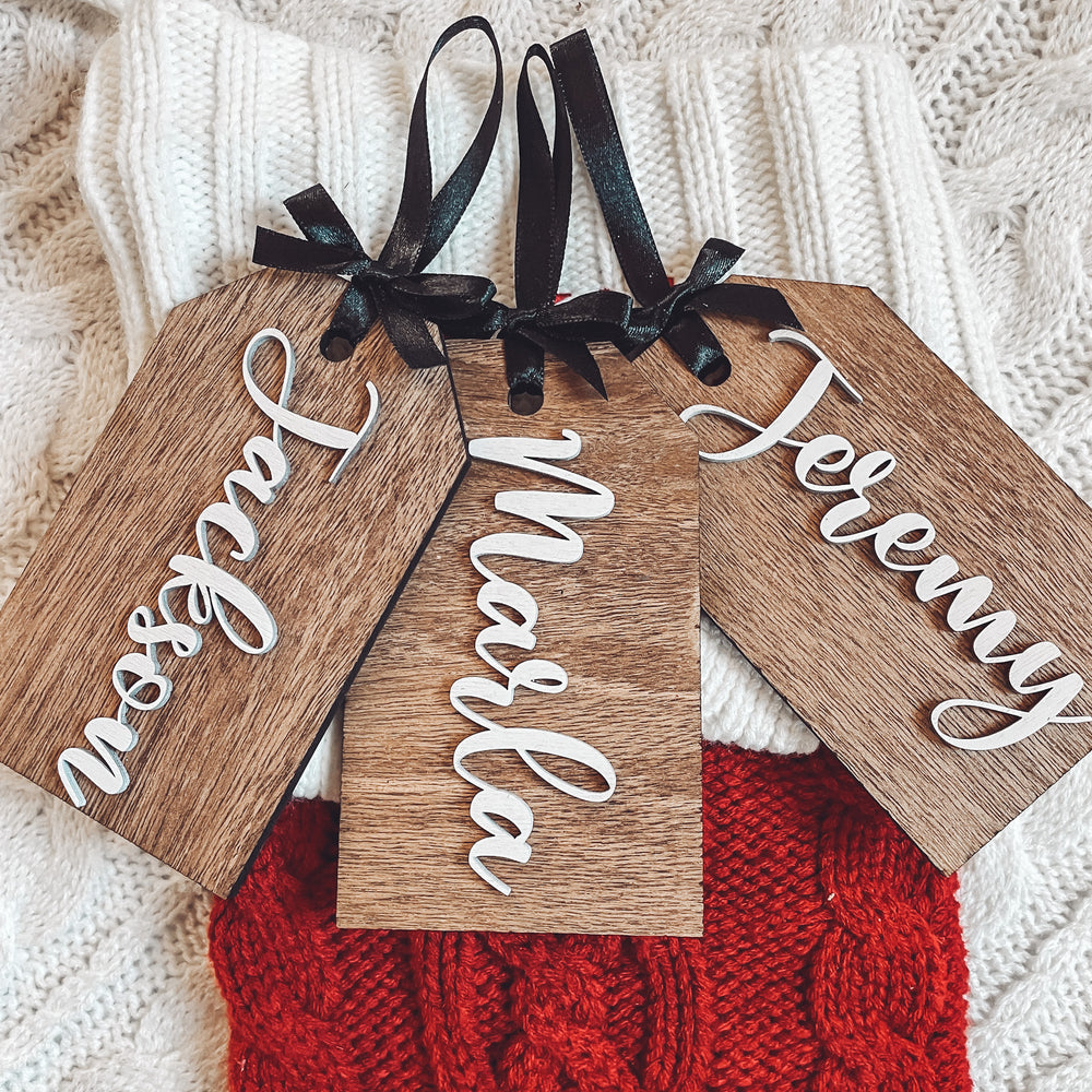 Wooden Stocking Name Tags - Double Layer
