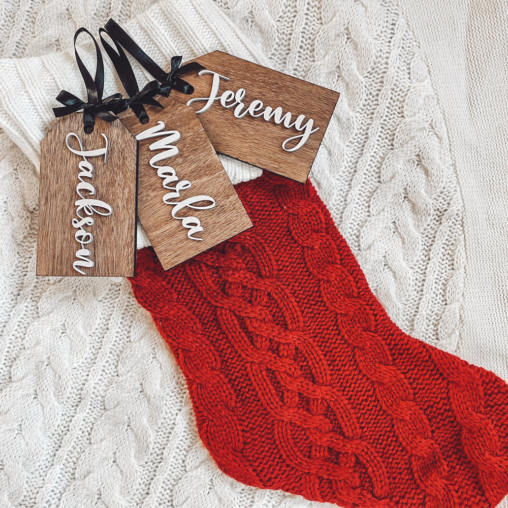 Wooden Stocking Name Tags - Double Layer