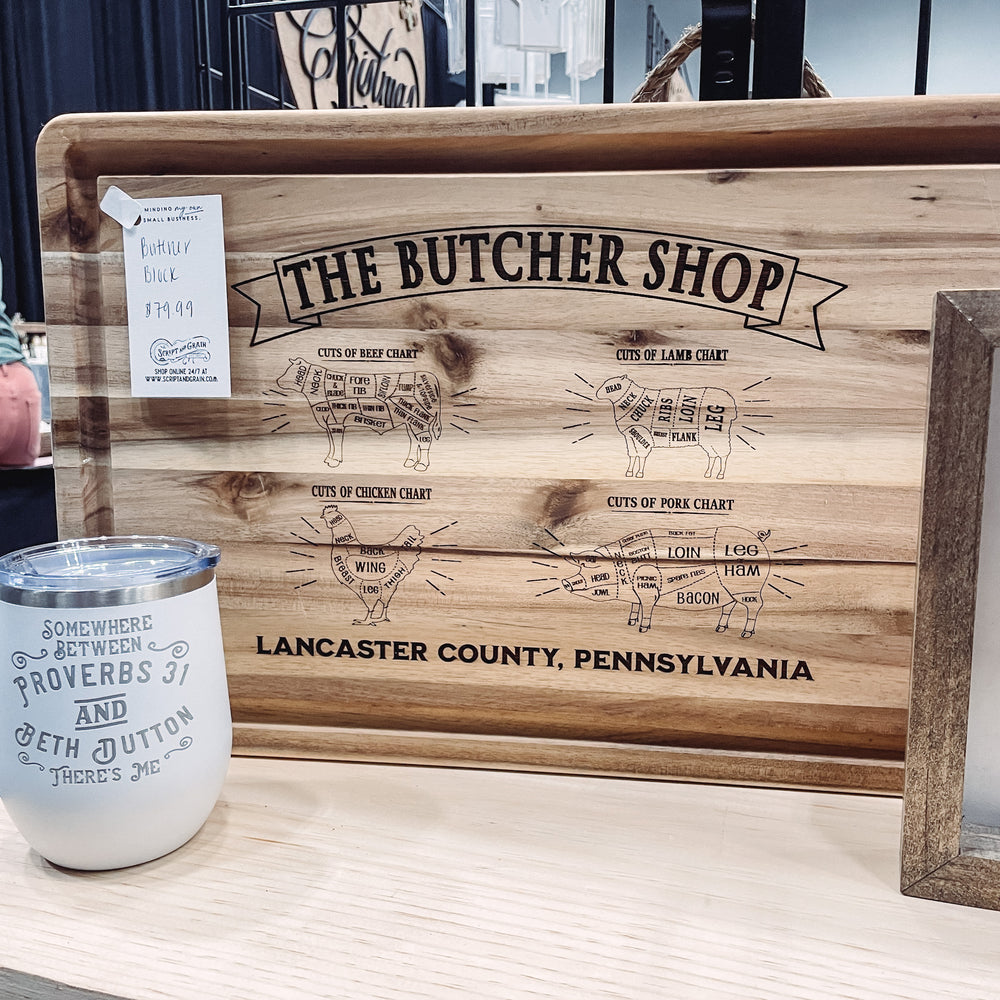 "The Butcher Shop" Engraved Butcher Block