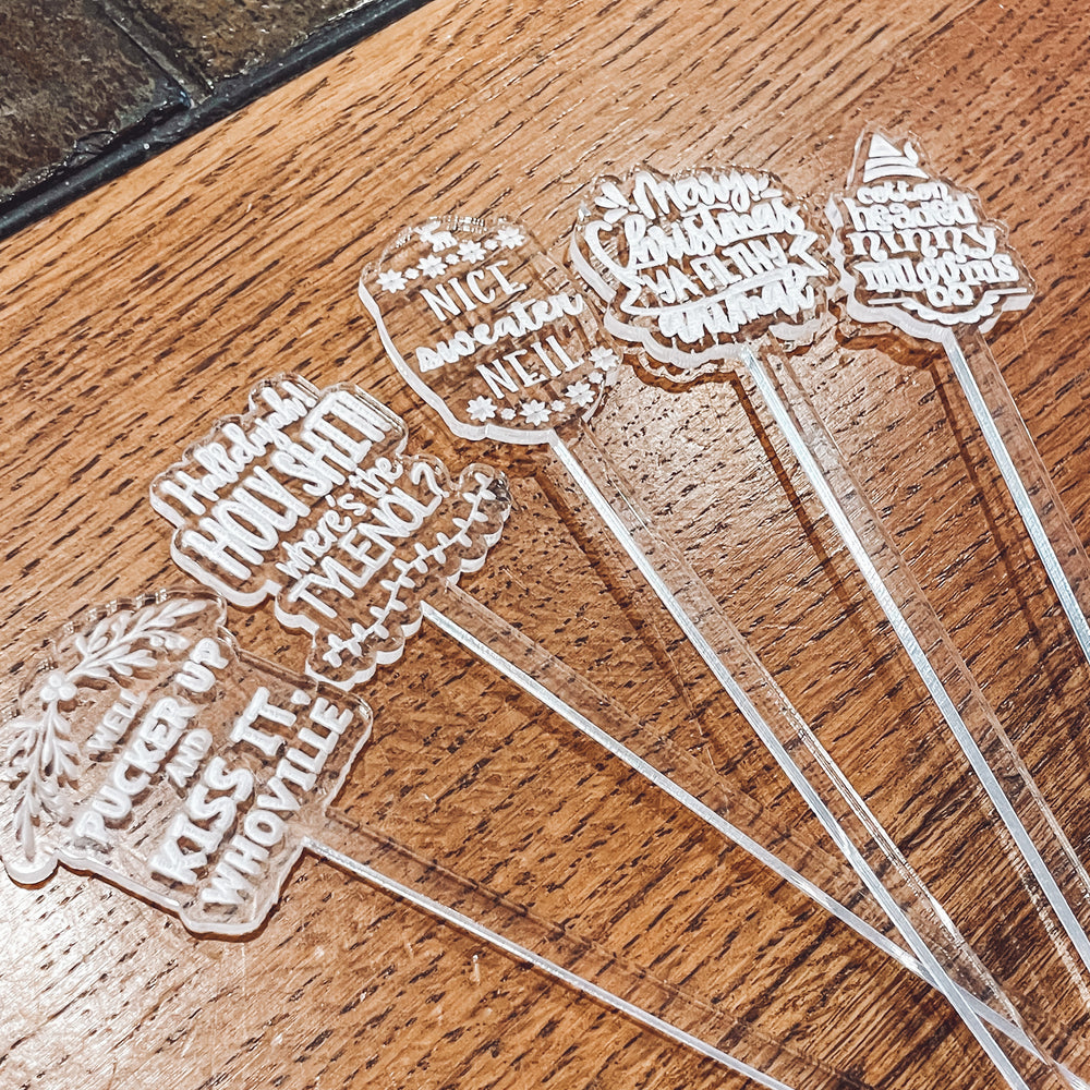 Christmas Theme Swizzle Sticks (Drink Stirrers)