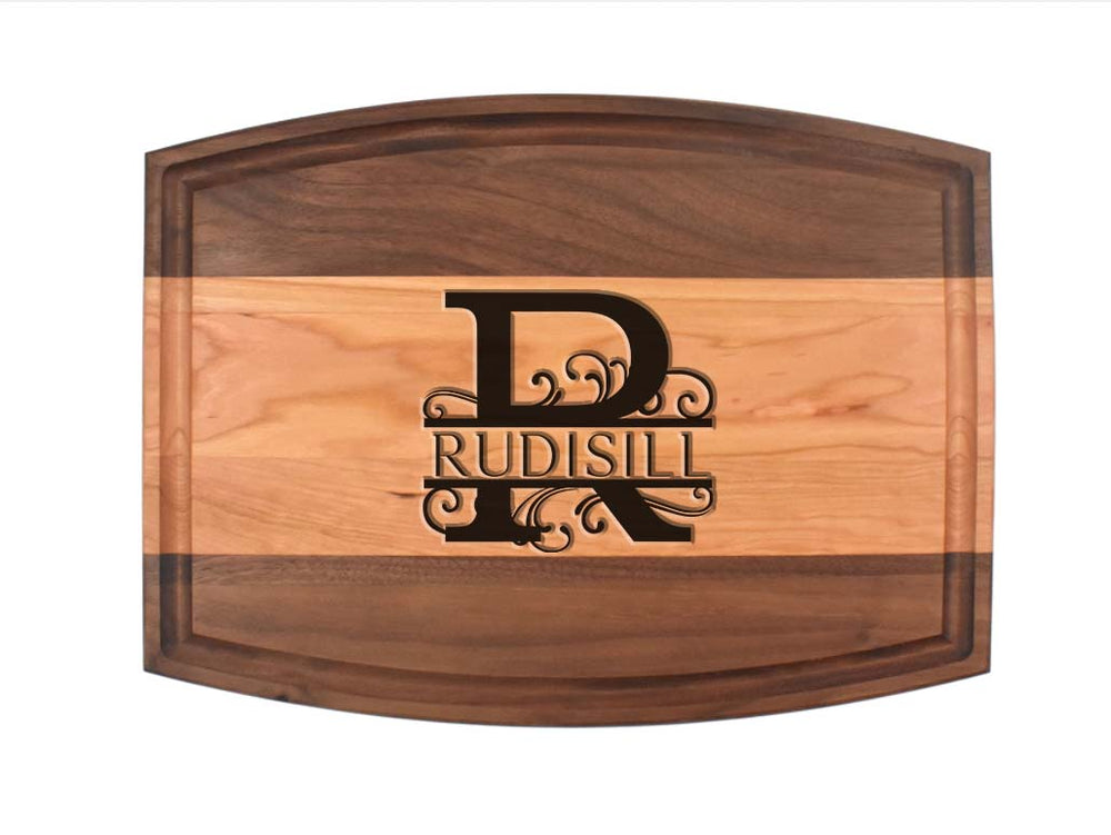 Monogrammed Multi-Wood Species Cutting Board