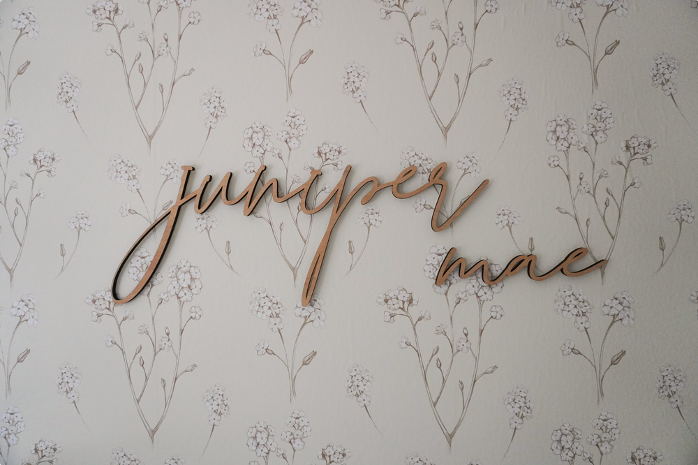 Frameless Wooden Name Sign for Nursery