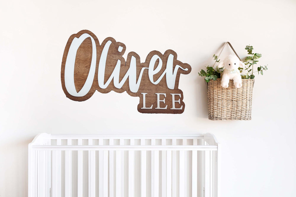 Two Layer Wooden Name Sign for Nursery